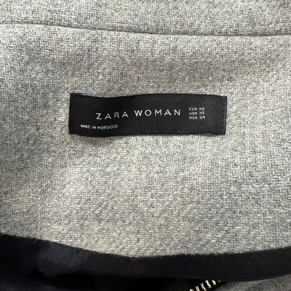 ZARA Wool Blend Cape Coat Buckle Poncho Jacket Funnel Neck Gray - Picture 11 of 13